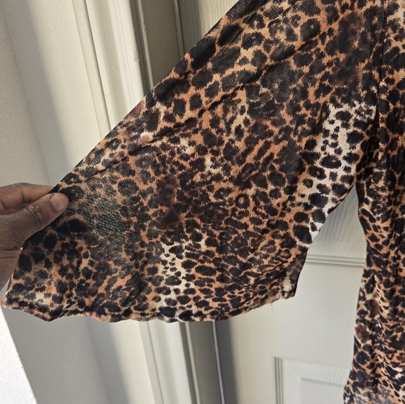 Alfani Blouse Women Size XL Animal Print Embroidery Flare 3/4 Sleeve Y2k Light - Picture 7 of 11
